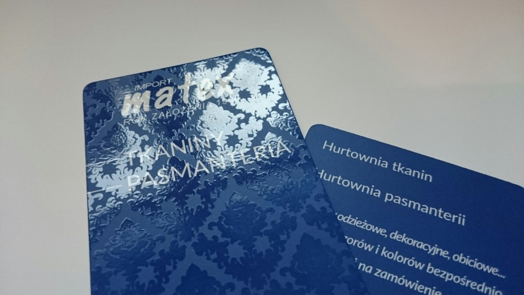Wizytówki na Kredzie 350g z folią matową i lakierem wybiórczym UV dla MATEX www.okiart.pl 2